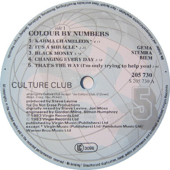 Culture Club ‎– Colour By Numbers