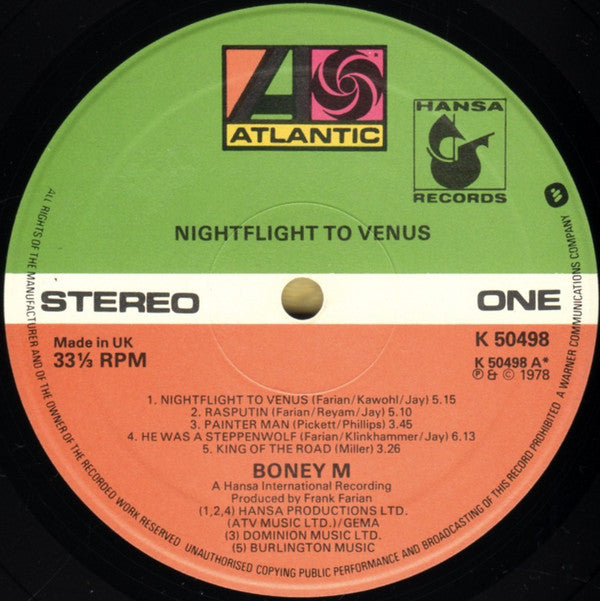 Boney M ‎–  Nightflight To Venus