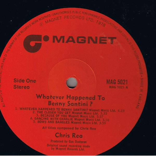 Rea Chris ‎whatever Happened To Benny Santini Vinyl Shop Recordpusher 0455