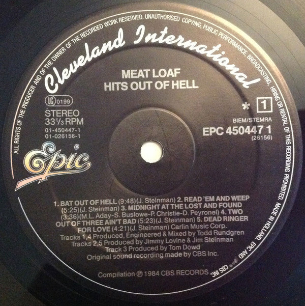 Meat Loaf ‎– Hits Out Of Hell