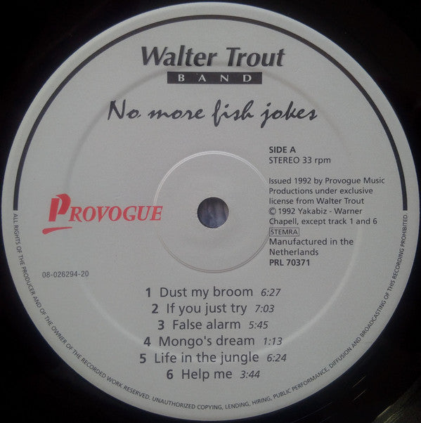 Walter Trout Band ‎– No More Fish Jokes