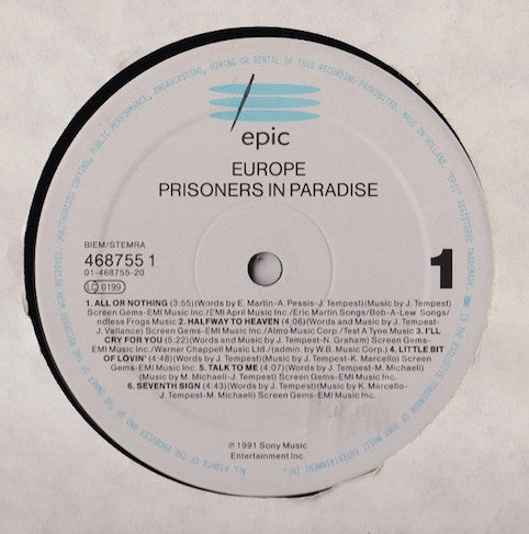 Europe ‎– Prisoners In Paradise