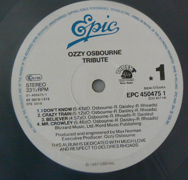 Osbourne,  Ozzy  ‎– Randy Rhoads Tribute