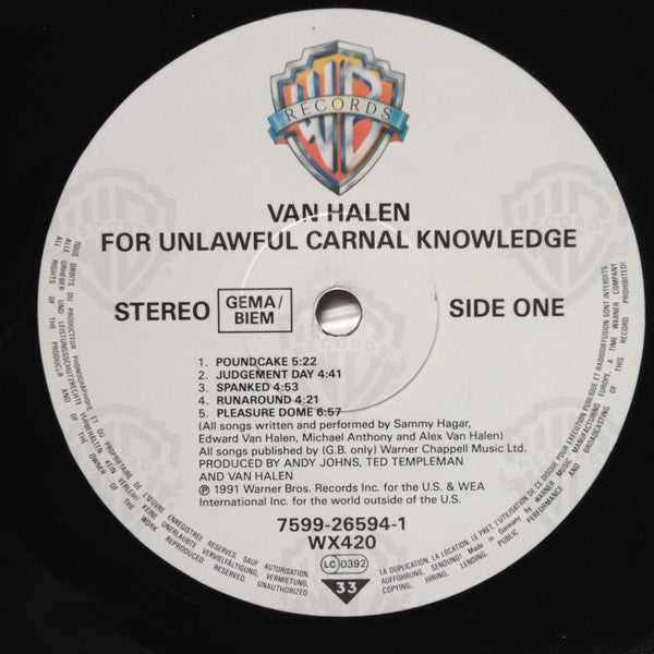 VAN HALEN/FOR UNCARNAL outlet KNOWLEDGE/VINYL